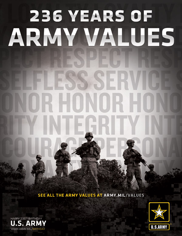 236th Army Birthday & Army Values Ad